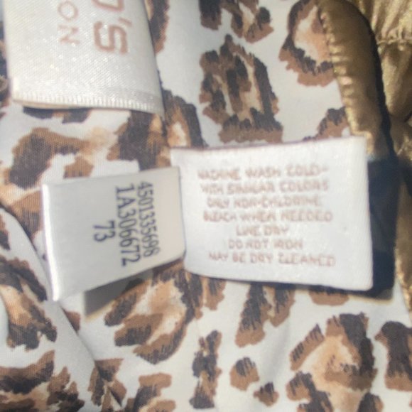Chico's Gold Metallic Vest Leopard Print Lined 1 - Picture 6 of 7